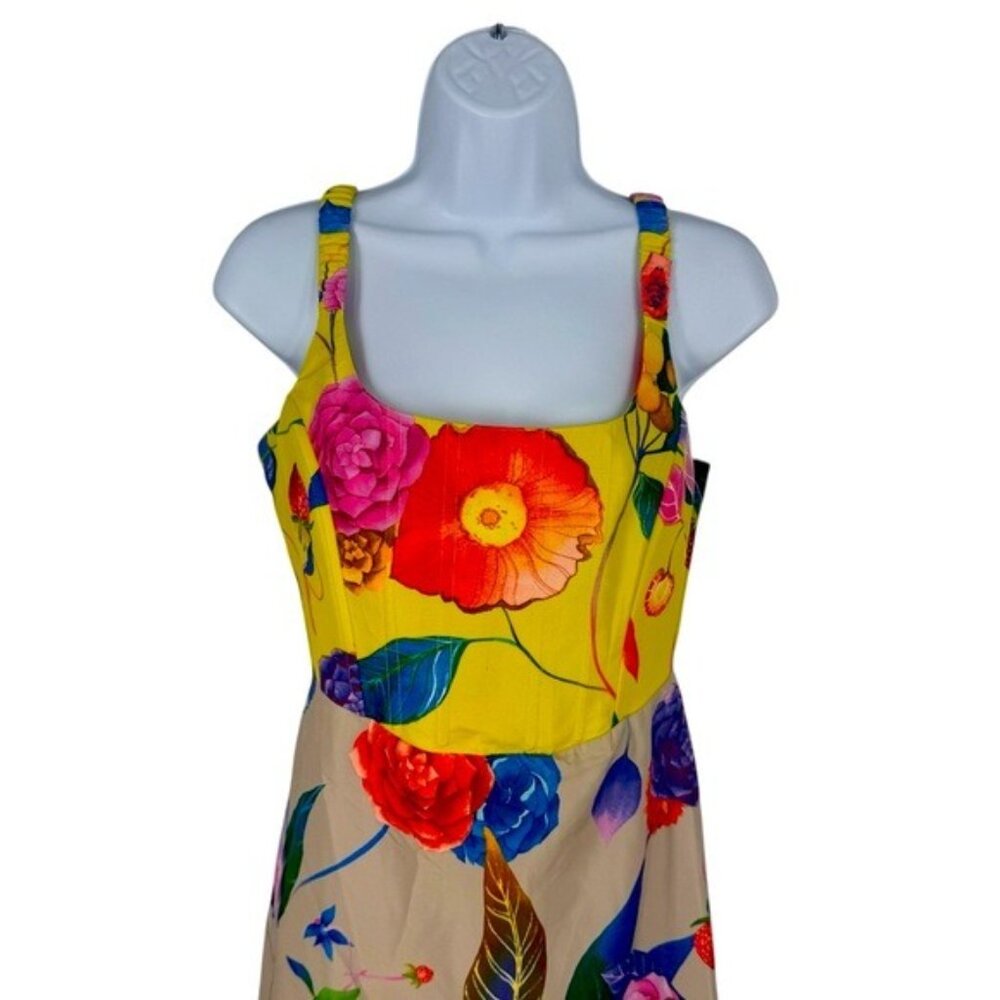 Tuckernuck NEW Vivid Jardin Dominique Fit and Flare Floral Midi Sun Dress L - Picture 3 of 9